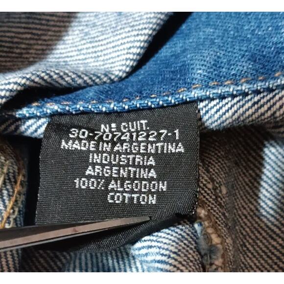 VINTAGE 90s Y2K Jean Jacket Painted Denim Butterflies Artsy Studs Faded Small - Picture 9 of 14